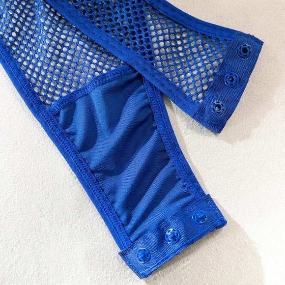 LAST ONE! Blue Fishnet Choker Bodysuit - Picture 11 of 16